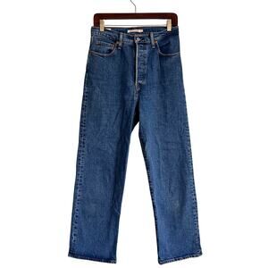 Levi’s Premium Ribcage Straight Button Fly Jeans Women’s 29 Blue Denim High Rise